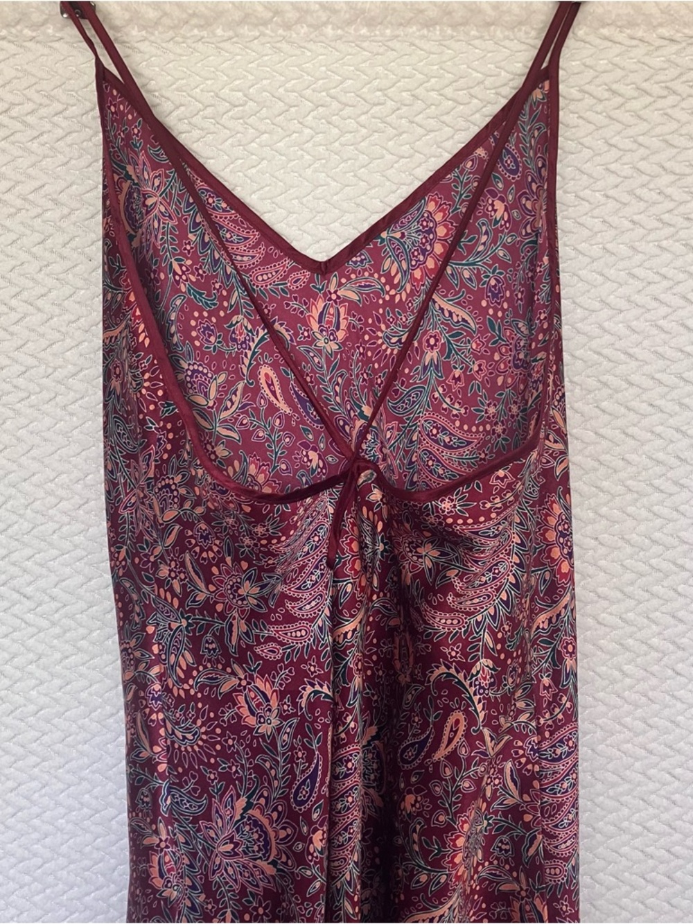 Vintage Versailles Satin Paisley Maxi Chemise Nightgown Slip Dress Burgundy M - Picture 4 of 9